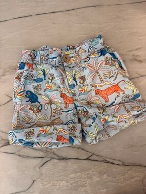 Mini Boden Light Blue Tropical Animal Print Shorts